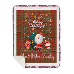 Personalized Gift Tartan Plaid Blanket Clan MacAlister Modern With Funny Santa Snowman Reindeer Merry Christmas Gift Sherpa Blanket, blue plaid sherpa blanket,blue tartan sherpa blanket,Buchan,buffalo plaid sherpa blanket,christmas sherpa blanket,Christmas Throw Blanket
