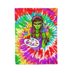 Scotstee Shop - Scotstee Shop Blanket Hippie Alien Girl Psychedelic Painting Artist Tie Dye Rainbow Hippie Fleece Blanket