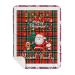 Personalized Gift Tartan Plaid Blanket Clan Stewart Stuart of Bute With Funny Santa Snowman Reindeer Merry Christmas Gift Sherpa Blanket, blue plaid sherpa blanket,blue tartan sherpa blanket,Buchan,buffalo plaid sherpa blanket,christmas sherpa blanket,Christmas Throw Blanket