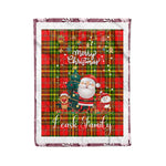 Personalized Gift Tartan Plaid Blanket Clan Leask With Funny Santa Snowman Reindeer Merry Christmas Fleece Blanket, Home Living Room, Plaid Blanket, Tartan Blanket, Scottish Blanket, Buffalo fleece blanket, Christmas Blanket