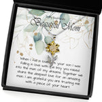 Boyfriend’s Mom Necklace, Gift For Boyfriend’s Mom, To My Boyfriends Mom Necklace Sunflower Pendant Necklace