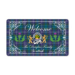 Doormat - Welcome Mat Scottish Clan Badge Douglas Tartan Door Mat, Plaid Doormat With Thistle and Two Lion Scottish