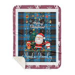 Personalized Gift Tartan Plaid Blanket Clan Maule Ancient With Funny Santa Snowman Reindeer Merry Christmas Gift Sherpa Blanket, blue plaid sherpa blanket,blue tartan sherpa blanket,Buchan,buffalo plaid sherpa blanket,christmas sherpa blanket,Christmas Throw Blanket