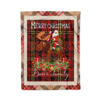 Personalized Gift Plaid Tartan Blanket Clan Davis With Moose Lover Xmas Gift Santa Riding Christmas Fleece Blanket