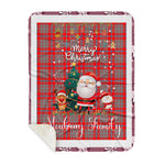 Personalized Gift Tartan Plaid Blanket Clan Moubray With Funny Santa Snowman Reindeer Merry Christmas Gift Sherpa Blanket, blue plaid sherpa blanket,blue tartan sherpa blanket,Buchan,buffalo plaid sherpa blanket,christmas sherpa blanket,Christmas Throw Blanket