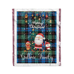 Personalized Gift Tartan Plaid Blanket Clan Guthrie Ancient With Funny Santa Snowman Reindeer Merry Christmas Fleece Blanket, Christmas Blanket, Plaid Blanket, Tartan Blanket,Scottish Blanket