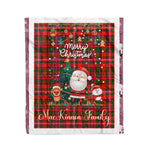 Personalized Gift Tartan Plaid Blanket Clan MacKinnon With Funny Santa Snowman Reindeer Merry Christmas Fleece Blanket, Home Living Room, Plaid Blanket, Tartan Blanket, Scottish Blanket, Buffalo fleece blanket, Christmas Blanket