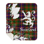 Sherpa Blanket - Tartan Blanket Thistle and Lion Scottish Clan Cochrane Plaid Blanket, plaid sherpa blanket queen,purple sherpa blanket,queen sherpa blanket,queen size sherpa blanket,red sherpa blanket,scottish tartan blankets,sherpa blanket,sherpa christmas blanket