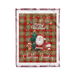 Personalized Gift Tartan Plaid Blanket Clan Chattan With Funny Santa Snowman Reindeer Merry Christmas Fleece Blanket, Home Living Room, Plaid Blanket, Tartan Blanket, Scottish Blanket, Buffalo fleece blanket, Christmas Blanket