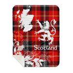 Sherpa Blanket - Tartan Blanket Thistle and Lion Scottish Clan Marjoribanks Plaid Blanket, plaid sherpa blanket queen,purple sherpa blanket,queen sherpa blanket,queen size sherpa blanket,red sherpa blanket,scottish tartan blankets,sherpa blanket,sherpa christmas blanket