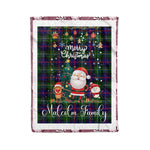 Personalized Gift Tartan Plaid Blanket Clan Malcolm With Funny Santa Snowman Reindeer Merry Christmas Fleece Blanket, Home Living Room, Plaid Blanket, Tartan Blanket, Scottish Blanket, Buffalo fleece blanket, Christmas Blanket