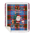 Personalized Gift Tartan Plaid Blanket Clan Trotter With Funny Santa Snowman Reindeer Merry Christmas Gift Sherpa Blanket, blue plaid sherpa blanket,blue tartan sherpa blanket,Buchan,buffalo plaid sherpa blanket,christmas sherpa blanket,Christmas Throw Blanket