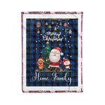 Personalized Gift Tartan Plaid Blanket Clan Home Hume With Funny Santa Snowman Reindeer Merry Christmas Fleece Blanket, Christmas Blanket, Plaid Blanket, Tartan Blanket,Scottish Blanket