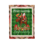 Personalized Gift Plaid Tartan Blanket Clan Boyle With Moose Lover Xmas Gift Santa Riding Christmas Fleece Blanket