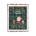 Personalized Gift Tartan Plaid Blanket Clan Gillies With Funny Santa Snowman Reindeer Merry Christmas Fleece Blanket, Christmas Blanket, Plaid Blanket, Tartan Blanket,Scottish Blanket
