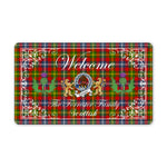 Doormat - Welcome Mat Scottish Clan Badge Forrester Tartan Door Mat, Plaid Doormat With Thistle and Two Lion Scottish