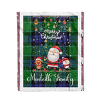 Personalized Gift Tartan Plaid Blanket Clan Monteith With Funny Santa Snowman Reindeer Merry Christmas Fleece Blanket, Home Living Room, Plaid Blanket, Tartan Blanket, Scottish Blanket, Buffalo fleece blanket, Christmas Blanket