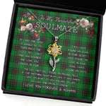 To My Beautiful Soulmate Sunflower Necklace In Your Eyes I Have Found My Home Clan Halkerston Tartan Jewelry For Girlfriend, Tartan Sunflower Pendant Necklace, Scottish Tartan Jewelry, valentine necklace, necklace girlfriend, necklace for wife, cute necklaces for girlfriend, jewelry for girlfriend, to my soulmate necklace, to my future wife necklace