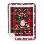 Personalized Gift Tartan Plaid Blanket Clan Wauchope With Funny Santa Snowman Reindeer Merry Christmas Gift Sherpa Blanket, blue plaid sherpa blanket,blue tartan sherpa blanket,Buchan,buffalo plaid sherpa blanket,christmas sherpa blanket,Christmas Throw Blanket