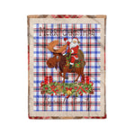 Personalized Gift Plaid Tartan Blanket Clan Boswell Modern With Moose Lover Xmas Gift Santa Riding Christmas Fleece Blanket