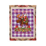 Personalized Gift Plaid Tartan Blanket Clan Dunlop Dress With Moose Lover Xmas Gift Santa Riding Christmas Fleece Blanket