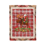 Personalized Gift Plaid Tartan Blanket Clan MacDougall Dress With Moose Lover Xmas Gift Santa Riding Christmas Fleece Blanket