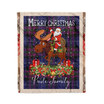 Personalized Gift Plaid Tartan Blanket Clan Pride Of Scotland With Moose Lover Xmas Gift Santa Riding Christmas Fleece Blanket