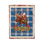 Personalized Gift Plaid Tartan Blanket Clan Muirhead Blue With Moose Lover Xmas Gift Santa Riding Christmas Fleece Blanket