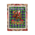 Personalized Gift Plaid Tartan Blanket Clan Colville With Moose Lover Xmas Gift Santa Riding Christmas Fleece Blanket
