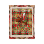 Personalized Gift Plaid Tartan Blanket Clan Gibbs With Moose Lover Xmas Gift Santa Riding Christmas Fleece Blanket