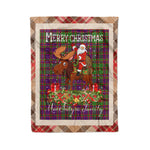 Personalized Gift Plaid Tartan Blanket Clan MacIntyre Of Glenorchy With Moose Lover Xmas Gift Santa Riding Christmas Fleece Blanket