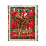 Personalized Gift Plaid Tartan Blanket Clan MacAulay With Moose Lover Xmas Gift Santa Riding Christmas Fleece Blanket