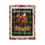 Personalized Gift Plaid Tartan Blanket Clan Watson Modern With Moose Lover Xmas Gift Santa Riding Christmas Fleece Blanket