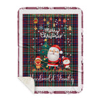 Personalized Gift Tartan Plaid Blanket Clan Macdonald With Funny Santa Snowman Reindeer Merry Christmas Gift Sherpa Blanket, blue plaid sherpa blanket,blue tartan sherpa blanket,Buchan,buffalo plaid sherpa blanket,christmas sherpa blanket,Christmas Throw Blanket-Recovered