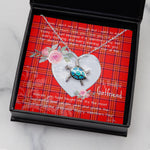 Sea Turtle Necklace Gift for My Beautiful Girlfriend Valentines Necklace Clan Burnett Modern Tartan Blue Turtle Necklace