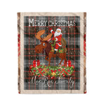 Personalized Gift Plaid Tartan Blanket Clan MacRae Hunting Weathered With Moose Lover Xmas Gift Santa Riding Christmas Fleece Blanket