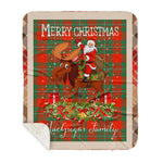 Personalized Gift Plaid Tartan Blanket Clan MacGregor Ancient With Moose Lover Xmas Gift Santa Riding Buffalo Plaid Christmas Sherpa Blanket