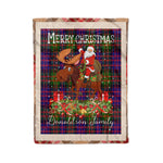 Personalized Gift Plaid Tartan Blanket Clan Donaldson With Moose Lover Xmas Gift Santa Riding Christmas Fleece Blanket