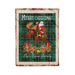 Personalized Gift Plaid Tartan Blanket Clan MacAlpine With Moose Lover Xmas Gift Santa Riding Christmas Fleece Blanket