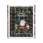 Personalized Gift Tartan Plaid Blanket Clan Colquhoun Modern With Funny Santa Snowman Reindeer Merry Christmas Fleece Blanket, Home Living Room, Plaid Blanket, Tartan Blanket, Scottish Blanket, Buffalo fleece blanket, Christmas Blanket