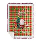 Personalized Gift Tartan Plaid Blanket Clan Gibson With Funny Santa Snowman Reindeer Merry Christmas Gift Sherpa Blanket, blue plaid sherpa blanket,blue tartan sherpa blanket,Buchan,buffalo plaid sherpa blanket,christmas sherpa blanket,Christmas Throw Blanket