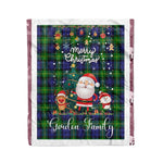 Personalized Gift Tartan Plaid Blanket Clan Gordon With Funny Santa Snowman Reindeer Merry Christmas Fleece Blanket, Christmas Blanket, Plaid Blanket, Tartan Blanket,Scottish Blanket