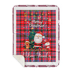 Personalized Gift Tartan Plaid Blanket Clan Udny With Funny Santa Snowman Reindeer Merry Christmas Gift Sherpa Blanket, blue plaid sherpa blanket,blue tartan sherpa blanket,Buchan,buffalo plaid sherpa blanket,christmas sherpa blanket,Christmas Throw Blanket
