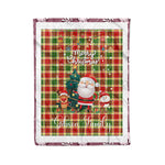Personalized Gift Tartan Plaid Blanket Clan Gibson With Funny Santa Snowman Reindeer Merry Christmas Fleece Blanket, Christmas Blanket, Plaid Blanket, Tartan Blanket,Scottish Blanket