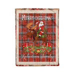 Personalized Gift Plaid Tartan Blanket Clan Robertson Weathered With Moose Lover Xmas Gift Santa Riding Christmas Fleece Blanket