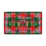 Doormat - Welcome Mat Scottish Clan Dalzell Tartan Door Mat, Plaid Doormat With Thistle and Two Lion Scottish