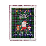 Personalized Gift Tartan Plaid Blanket Clan Mitchell With Funny Santa Snowman Reindeer Merry Christmas Fleece Blanket, Home Living Room, Plaid Blanket, Tartan Blanket, Scottish Blanket, Buffalo fleece blanket, Christmas Blanket