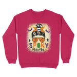 Standard Crew Neck Sweatshirt - Spooky Mama Messy Skull mom scary leopard witch Halloween - Scotstee Shop