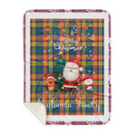Personalized Gift Tartan Plaid Blanket Clan Buchanan Ancient With Funny Santa Snowman Reindeer Merry Christmas Gift Sherpa Blanket, blue plaid sherpa blanket,blue tartan sherpa blanket,Buchan,buffalo plaid sherpa blanket,christmas sherpa blanket,Christmas Throw Blanket