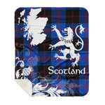 Sherpa Blanket - Tartan Blanket Thistle and Lion Scottish Clan Maule Modem Plaid Blanket, plaid sherpa blanket queen,purple sherpa blanket,queen sherpa blanket,queen size sherpa blanket,red sherpa blanket,scottish tartan blankets,sherpa blanket,sherpa christmas blanket